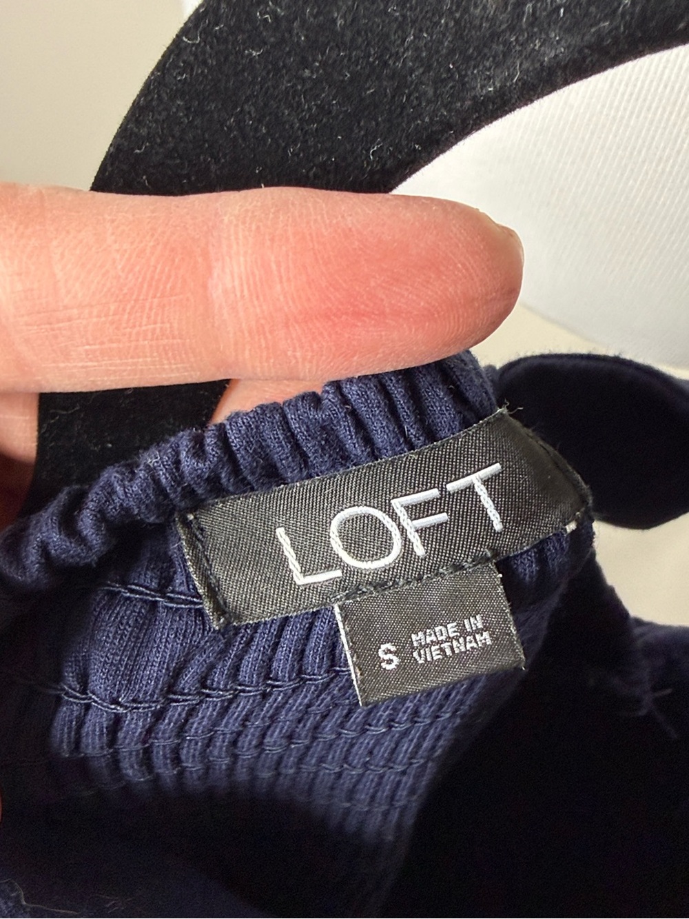 LOFT Navy Smocked Wide Leg Jumpsuit - Picture 4 of 8